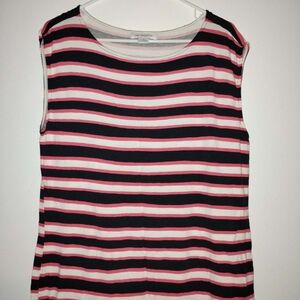 Liz Claiborne Black and Pink Striped Top